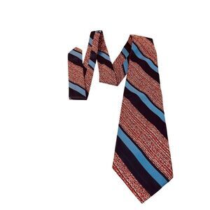 Vintage DACRON Polyester Red Blue Stripe 53" x 3.79" Necktie Tie